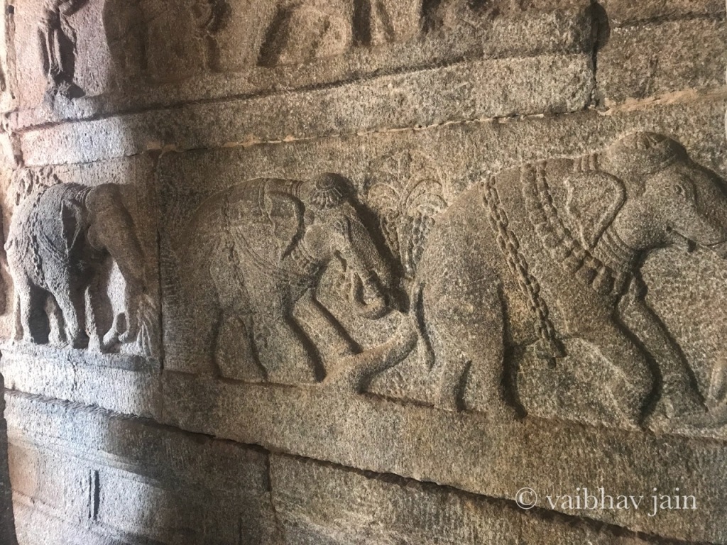 Intricate carvings on the temple walls